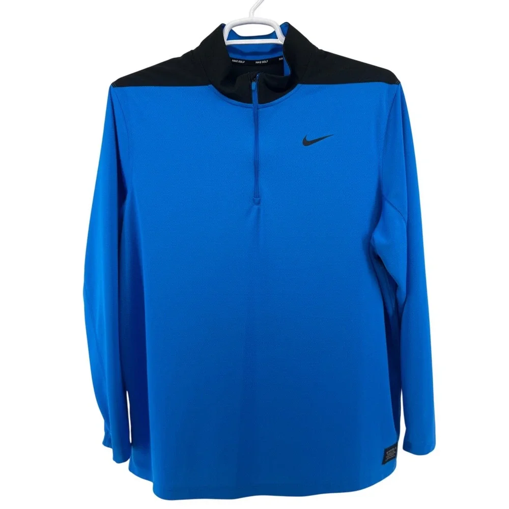 Nike Golf Mens Dri-FIT 1/2 Zip LongSleeve Pullover Blue Black AH5548-406 XL